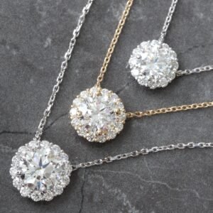 1.44ctw Round Solitaire Halo Pendant