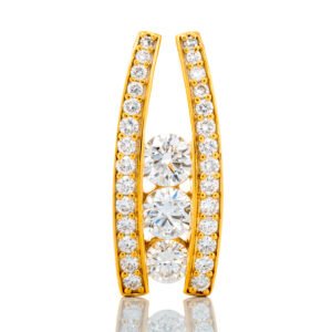 1.50ctw Three Stone Tension Set with Pave Bars Journey Pendant