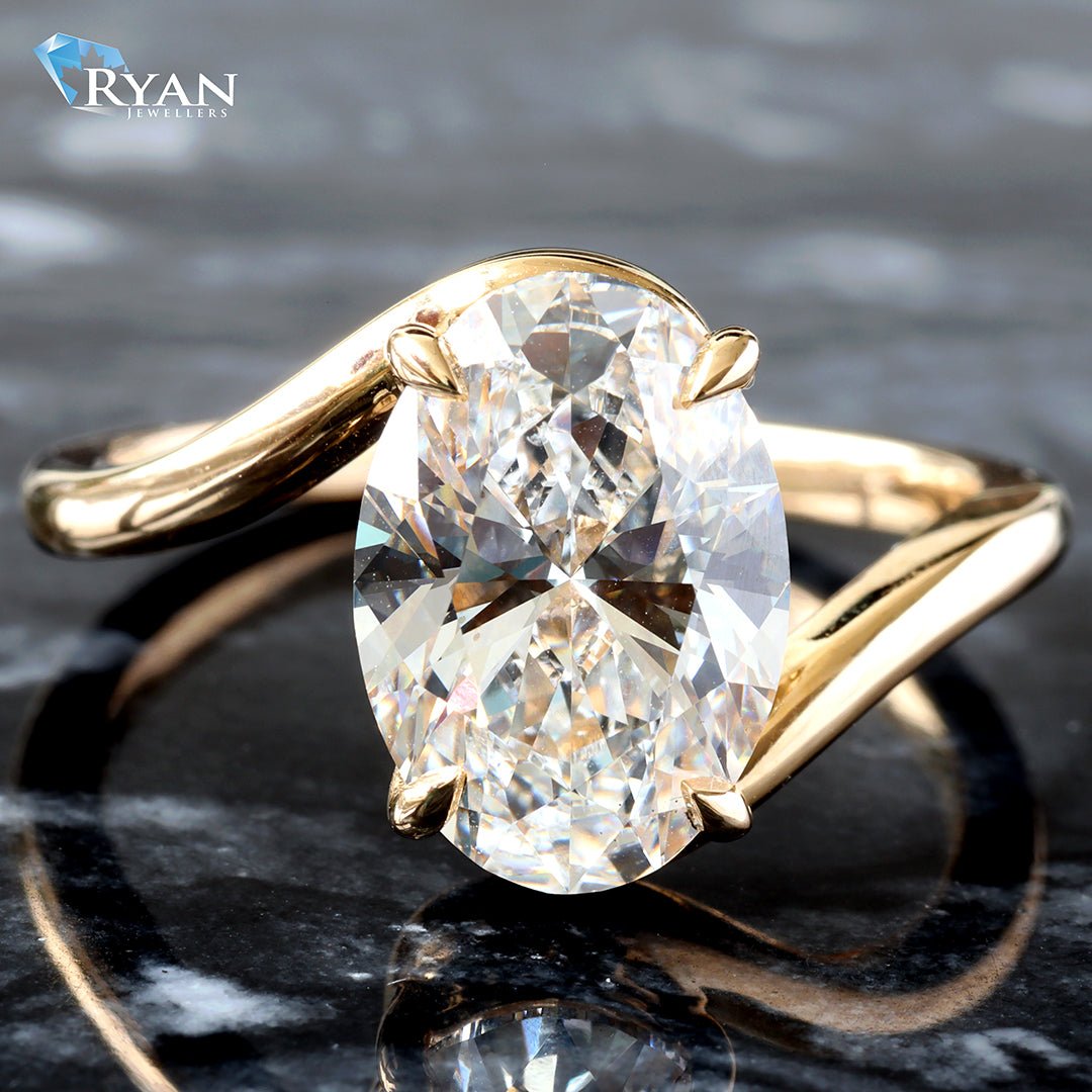 3.01ct Oval Solitaire with High Polished Wave Shaped Ring