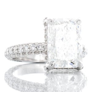 6.64ctw Radiant Lab Solitaire with Hidden Halo and Three Sided Pave Shoulders