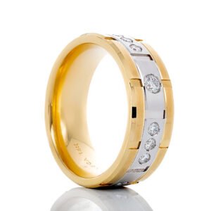 0.43ctw Two Tone Gypsy Set Diamond Band 14k Gold