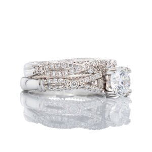 1.67ctw Round Brilliant Cut Lab Solitaire Crossover Diamond Bridal Set