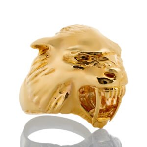 Saber-Toothed Tiger Head High Polished Ring