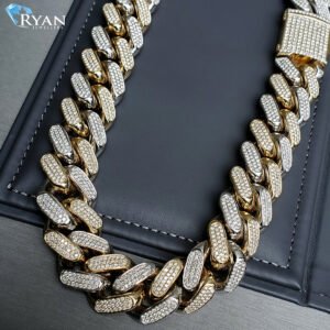43.75CTW Natural 3 Row Diamond Pave Solid Miami Cuban Chain