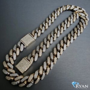 43.75CTW Natural 3 Row Diamond Pave Solid Miami Cuban Chain