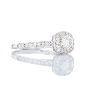 0.90CTW Natural Diamond Cushion Shape Halo