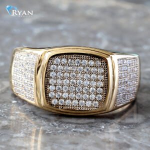 Micro Pave Cushion Top Ring With Graduated Shoulders