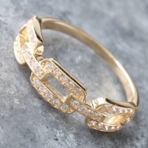 0.28ctw Link Design Earth Mined Diamond Ring