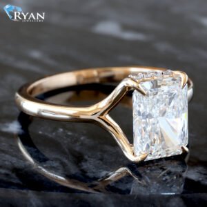 2.12ctw Radiant Solitaire High Polished Split Shoulders Ring