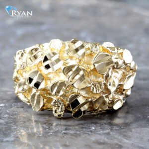 Domed Diamond Cut Nugget Ring