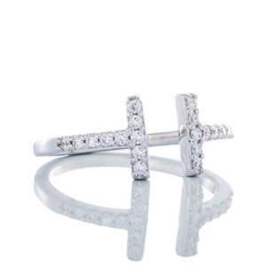 0.20ctw Double T Wire Band 14k White Gold