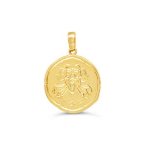 Cancer Round Yellow Gold Zodiac Pendant