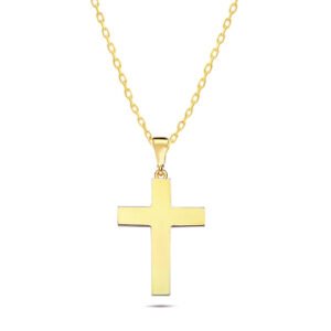 High Polished Wide Square Edges Cross Pendant