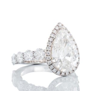 5.74ctw Pear Cut Lab Diamond Solitaire with Halo and Under Basket Halo