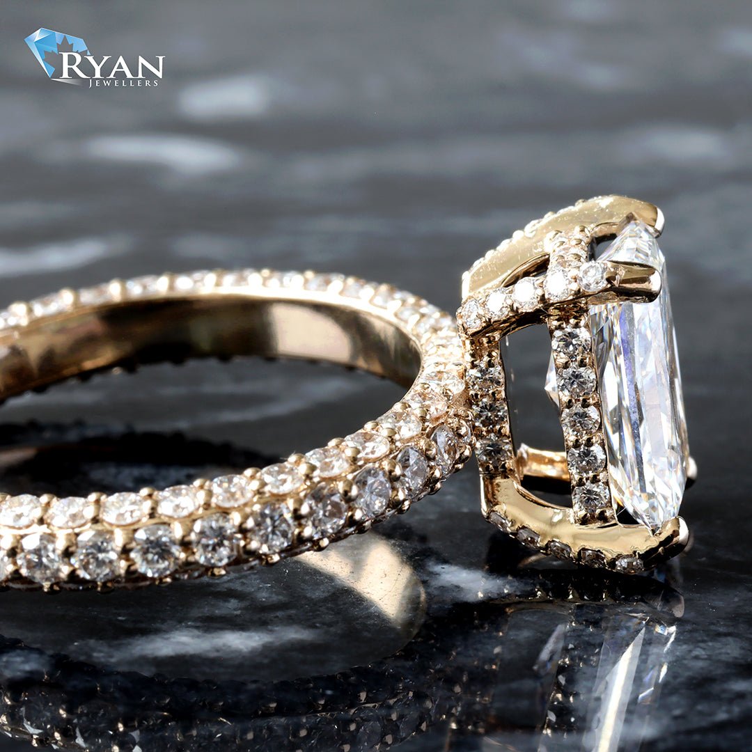 3.10ctw Radiant Solitaire with Hidden Halo and Underside Basket on Three Sided Shoulders Ring - Image 3