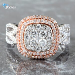 1.00CTW Natural Imperial Center With Double Rose Gold Halo And Open Criss Cross Shoulders