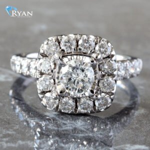 2.00CTW Natural Diamond Illusion Solitaire W/ Pave Cushion Halo and Shoulders