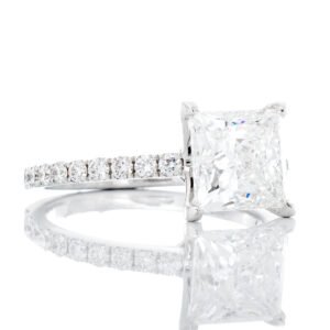 2.48ctw Princess Solitaire with Shared Prong Diamond Shoulders