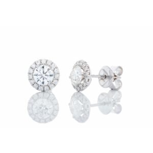 1.80ctw Round Diamond Solitaire with Round Diamond Halo 18kt White Gold