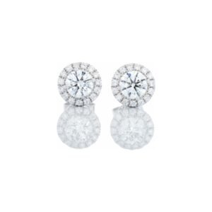 1.02ctw Round Brilliant Solitaire with Round Diamond Halo 18k White Gold