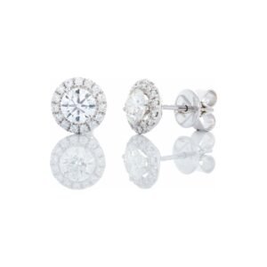 1.02ctw Round Brilliant Solitaire with Round Diamond Halo 18k White Gold