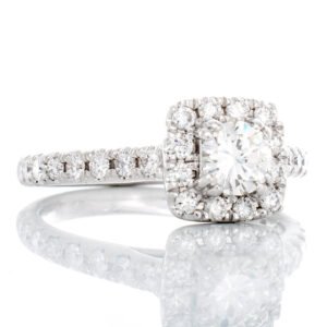 0.94ctw Diamond Solitaire Split Prongs Cushion Halo