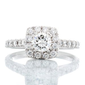 0.94ctw Diamond Solitaire Split Prongs Cushion Halo