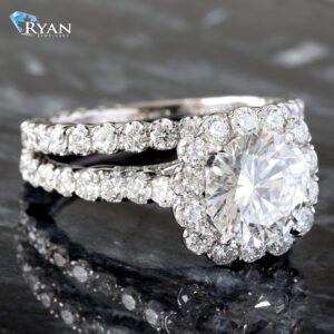 4.06CTW Brilliant Diamond With Cushion Halo Bridal Set