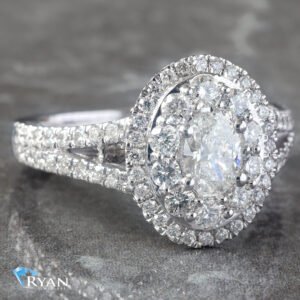 1.75CTW Natural Diamond Fancy Double Halo Oval with Slight Split Shoulders