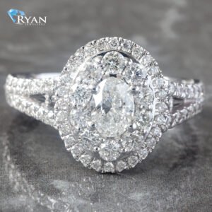 1.75CTW Natural Diamond Fancy Double Halo Oval with Slight Split Shoulders