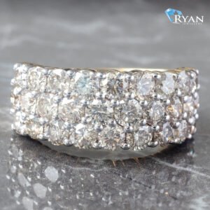 3.00CTW Natural Diamond 3 Row Shared Prong Band