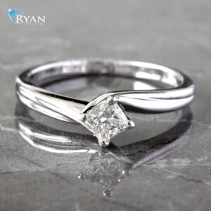 0.29CTW Princess Cut with Grooved Accents Ring