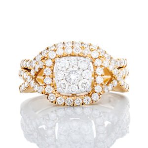 1.00CTW Natural Imperial Center Cushion Halo with Infinity Shoulders Bridal Set