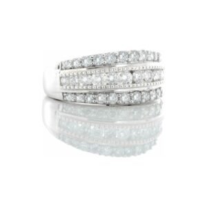 1.00CTW Natural Three Row Diamond Band with Milledge Accents