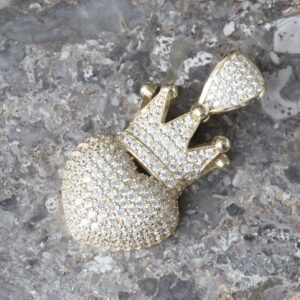 CZ Puff Heart with Crown