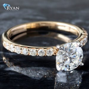 1.40ctw Round Brilliant Solitaire with Pave Set Shoulders Ring
