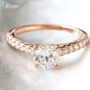 1.35ctw Round Solitaire with Pave Shoulders Ring
