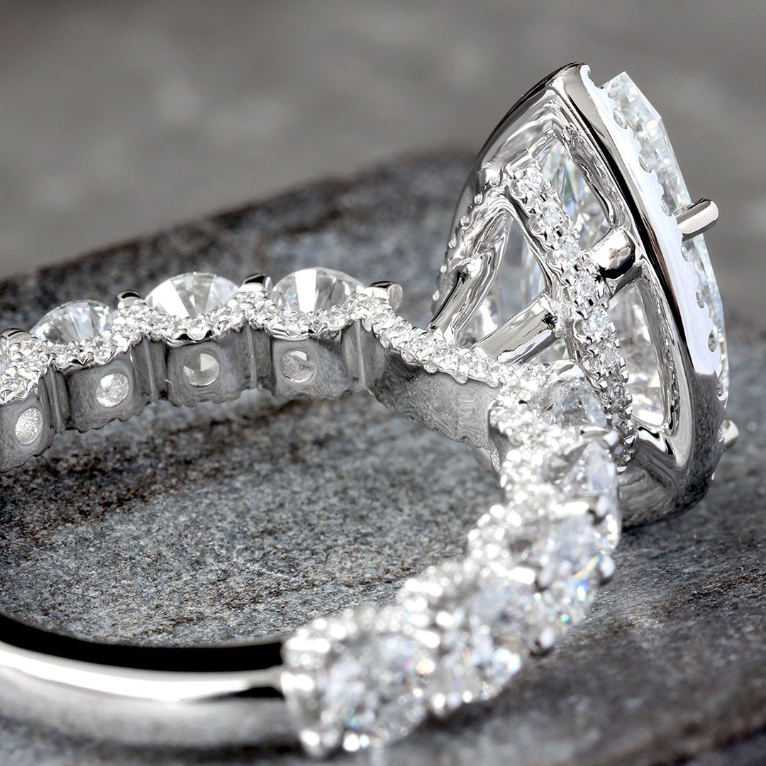 5.74ctw Pear Cut Lab Diamond Solitaire with Halo and Under Basket Halo - Image 5