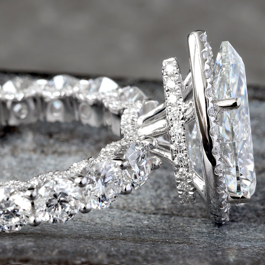 5.74ctw Pear Cut Lab Diamond Solitaire with Halo and Under Basket Halo - Image 4