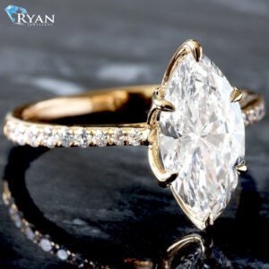 2.23ctw Marquise Solitaire with Pave Upswept Shoulders Ring