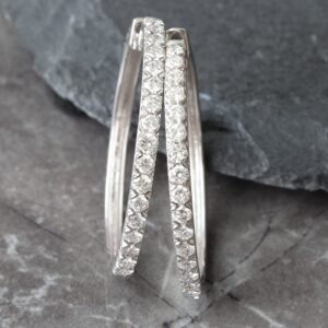 2.00ctw Lab Created Diamond Large Pave Set Hoops
