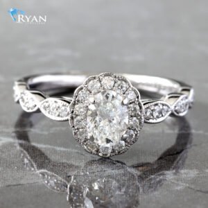 0.78CTW Vintage Oval Center with Halo Engagement Ring
