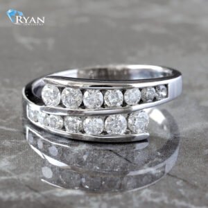 0.75ctw Two Row Cross Over Channel Set Diamond Journey Ring