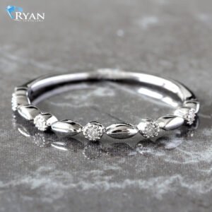 0.05CTW Alternating Gold Marquise Shape & Beaded Bezel Band