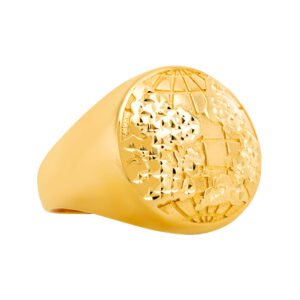 Round Globe / World Diamond Cut with High Polished Shoulders Ring