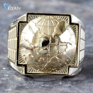 Domed Globe Ring With Rolex Shoulders