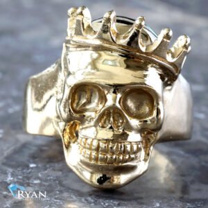 High Polish Skull With Crown Ring