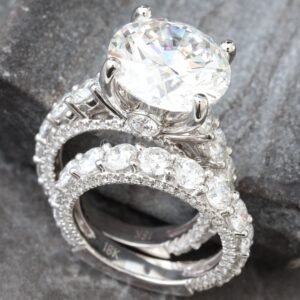 11.76ctw Shared Prong Set Big Beautiful Bridal Set