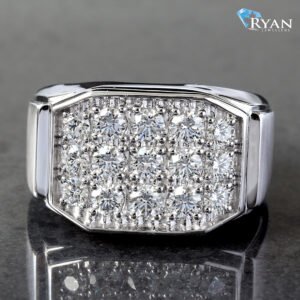1.50CTW LAB Grown 15 Diamond Men's Table Top Ring