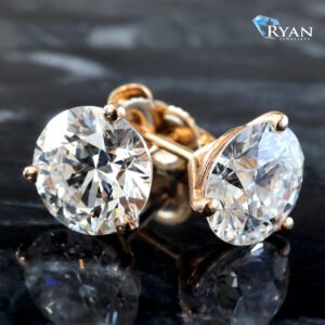4.06ctw Round Solitaire Martini Setting  Studs